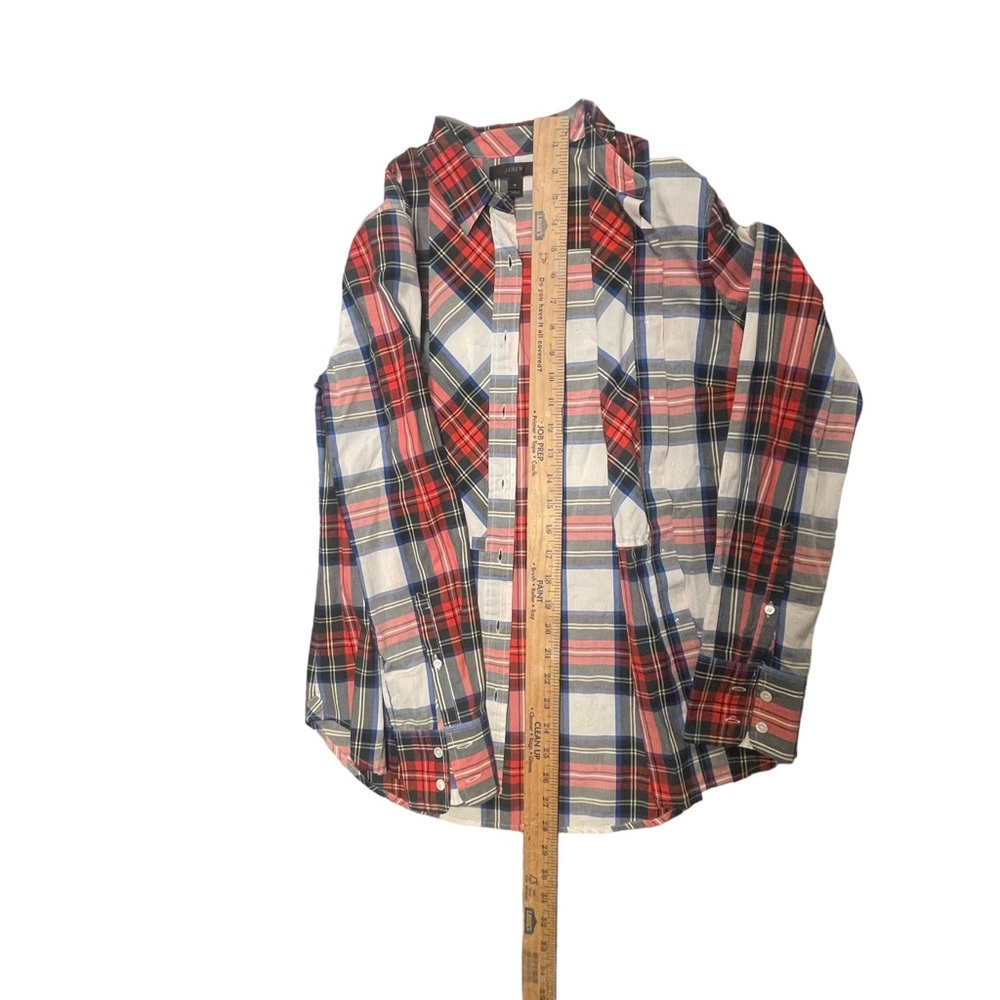 J.Crew Size 4. Plaid button down shirt. red/green/white. EXCELLENT CONDITION - Picture 10 of 13